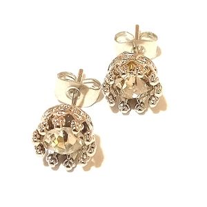Silver-Tone‎ Unisex White CZ Earrings